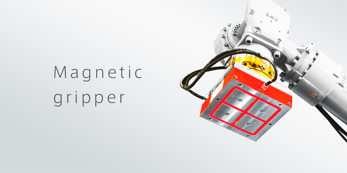 Magnetic shop robot gripper